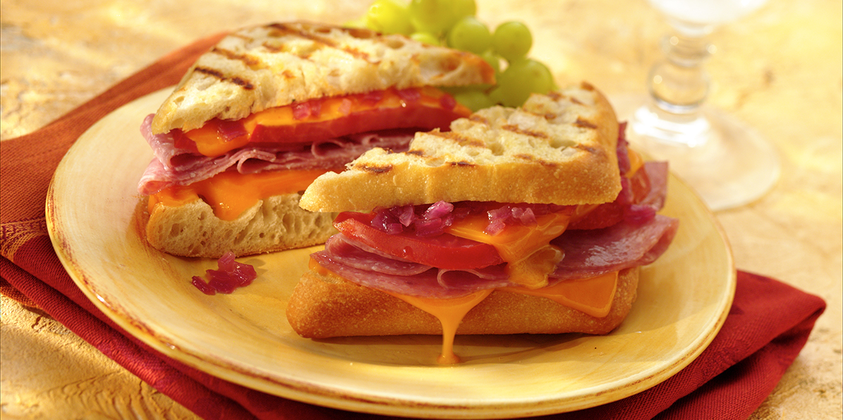 Cheddar and Salami Panini with Sweet Red Onion Sargento® Sliced