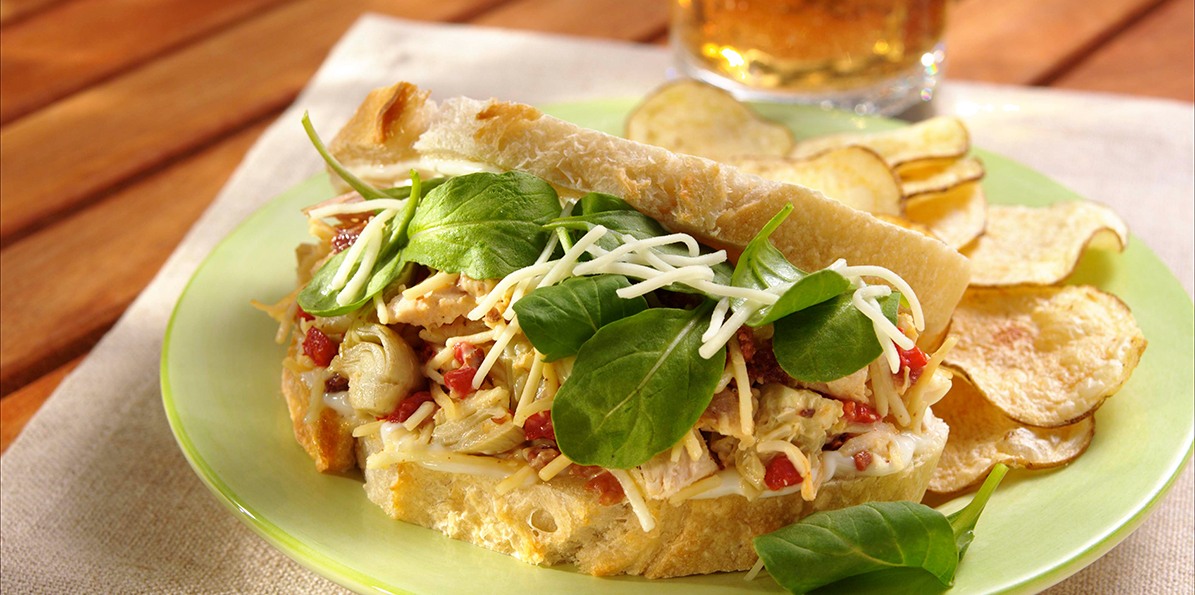 Artichoke and Spinach Chicken Sandwich Sargento® Shredded Sharp