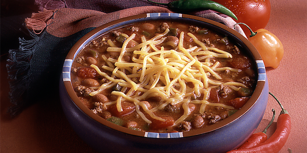 Hearty Beef Chili Recipe  Sargento® Shredded Mild Cheddar 