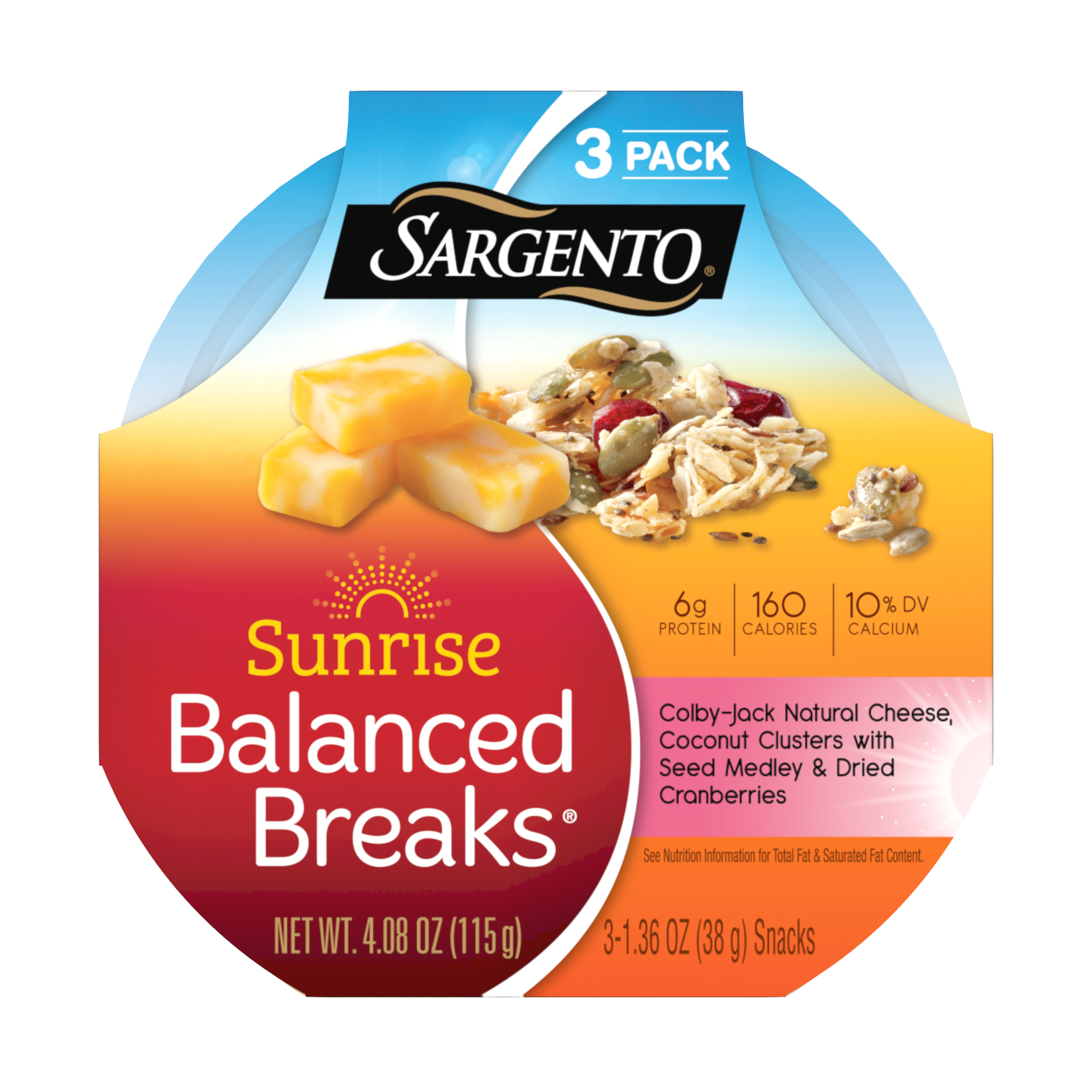 Sargento Sunrise Balanced Breaks Colby Jack Natural Cheese Coconut Clusters With Seed Medley And Dried Cranberries Sargento