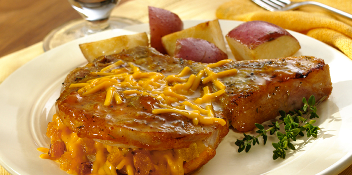 Cheddar Apricot Pork Chops Sargento® Shredded Sharp Cheddar Cheese Traditional Cut