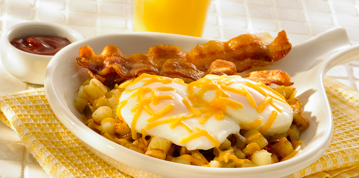 Perfect Poached Egg over Potatoes  Sargento® Extra Sharp 