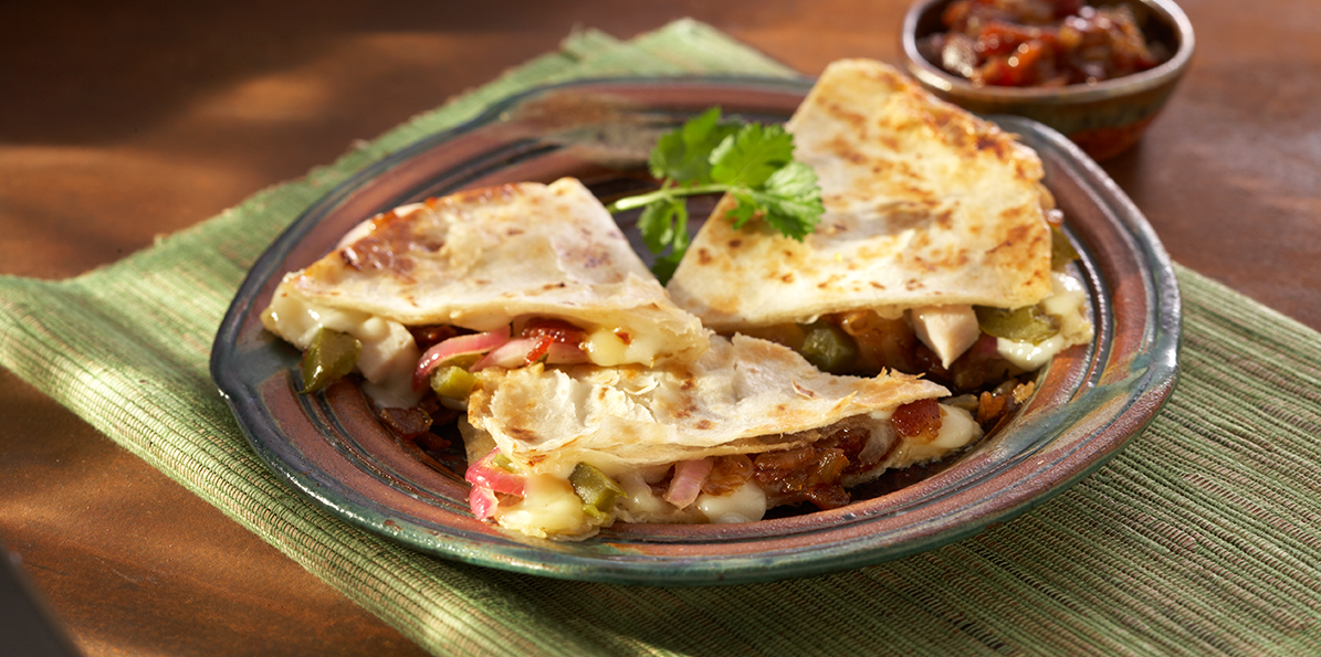 Smoked Chicken Quesadillas with Bacon Jam Sargento