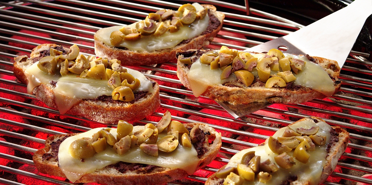 Grilled Olive Flatbread Appetizer Recipe Sargento® Provolone
